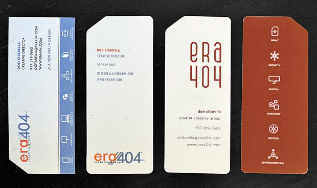 ERA404 business cards over the years